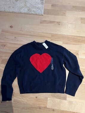 GAP Navy Sweater with Red Heart Graphic